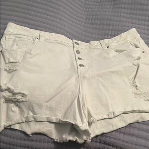 Women's Classic White Button-Fly Denim Shorts